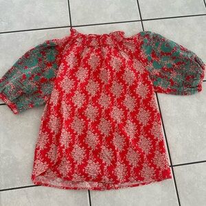 THML Red and Green Floral Blouse